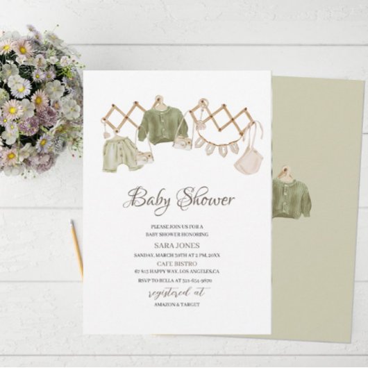 Neutrales Boho Kinderzimmer Babydusche Einladung