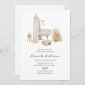 Neutrales Boho Kinderzimmer Mobile Baby Shower Einladung (Vorne/Hinten)