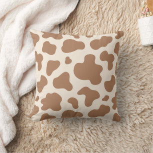 Neutrales Boho-Kuhdruck-Western-Cowboy-Beige-Braun Kissen