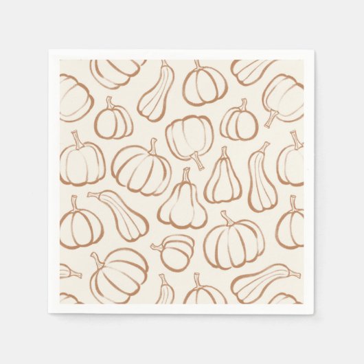 Neutrales Boho-Kürbismuster Herbst-Halloween-Party Serviette (Vorderseite)