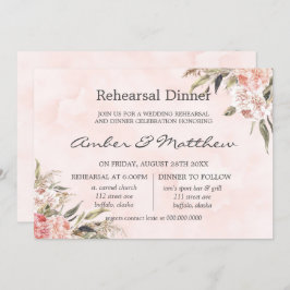 Neutrales Boho Pink Peony Pampas Probe Dinner in Einladung