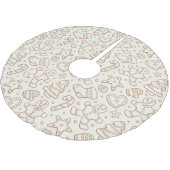 Neutrales Boho-Weihnachts-Gingerbread-Mann-Beige Polyester Weihnachtsbaumdecke (Schrägansicht)