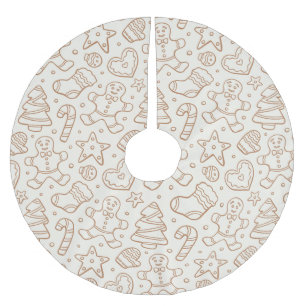 Neutrales Boho-Weihnachts-Gingerbread-Mann-Beige Polyester Weihnachtsbaumdecke