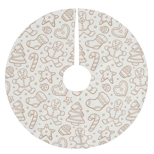 Neutrales Boho-Weihnachts-Gingerbread-Mann-Beige Polyester Weihnachtsbaumdecke (Vorderseite)