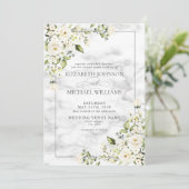 Neutrales Botanisches Foto-Marmor Einladung (Stehend Vorderseite)