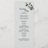 Neutrales Botanisches Hochzeitsprogramm Programm (Rückseite)