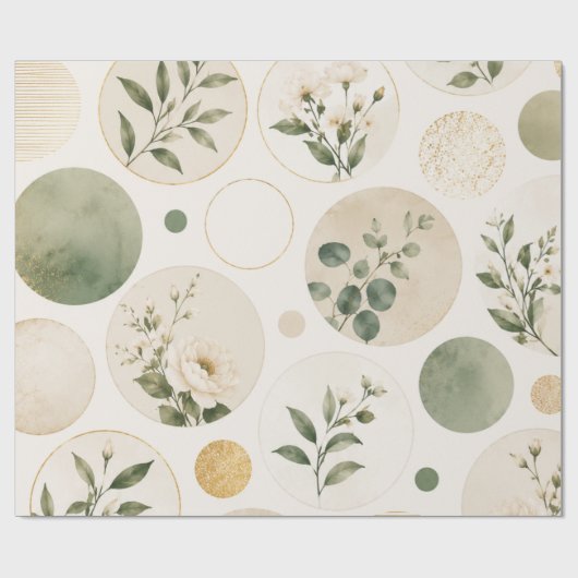 Neutrales botanisches Kreis-Muster  Geschenkpapier (Flach)