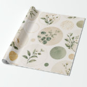 Neutrales botanisches Kreis-Muster  Geschenkpapier (Ungerollt)