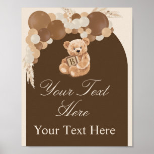 Neutrales braunes Pampas-Teddybär-Schild Poster
