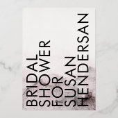 Neutrales Brautparty der modernen Rose Folieneinladung (Rückseite)