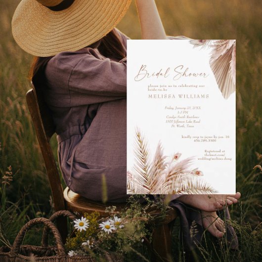 Neutrales Brautparty Pampas Einladung