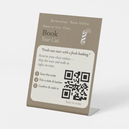 Neutrales Buchen Sie jetzt QR-Code-Schild | Termin Sockelschild (Vorderseite)