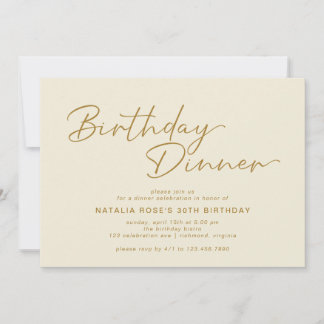 Neutrales Cream Ivory & Gold Modernes Geburtstagse Einladung