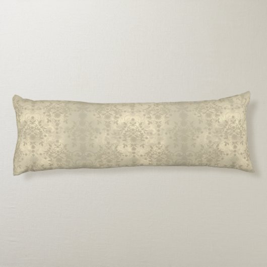 Neutrales Cream Tan DoppelDamaskus-Muster Seitenschläferkissen (Rückseite)