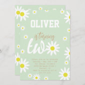 Neutrales Daisy 2. Geburtstag Party Boho White Einladung (Vorne/Hinten)