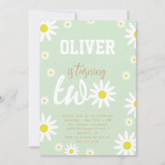 Neutrales Daisy 2. Geburtstag Party Boho White Einladung