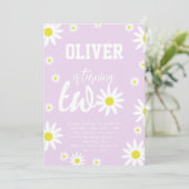 Neutrales Daisy 2. Geburtstag Party Boho White Einladung (Stehend Vorderseite)