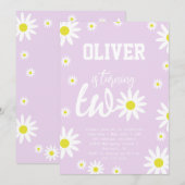 Neutrales Daisy 2. Geburtstag Party Boho White Einladung (Vorne/Hinten)