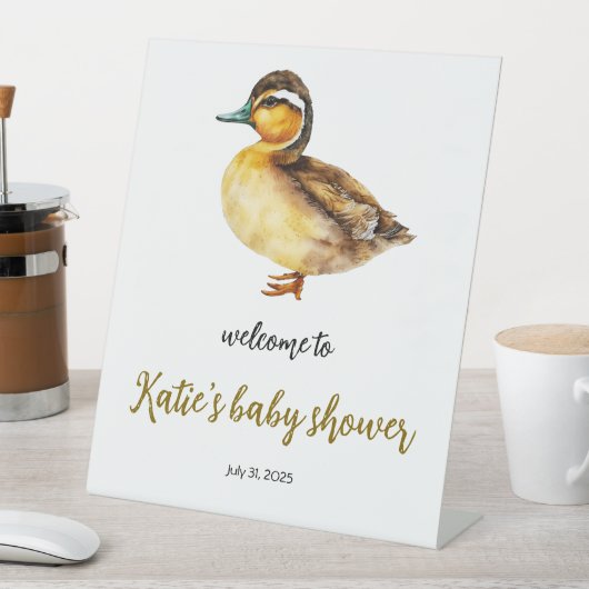 Neutrales Duck Duck Baby Shower-Zeichen Sockelschild (In Situ)