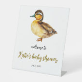 Neutrales Duck Duck Baby Shower-Zeichen Sockelschild (Vorderseite)