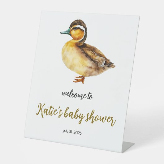 Neutrales Duck Duck Baby Shower-Zeichen Sockelschild (Vorderseite)