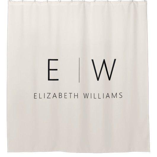 Neutrales Elegant Modernes Minimalistisches Monogr Duschvorhang (Vorderseite)