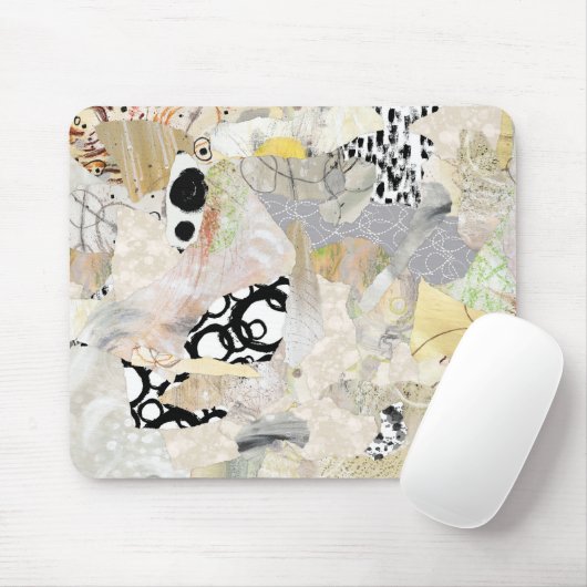 Neutrales Elegantes Abstractes Collage-Design Mousepad (Mit Mouse)