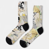 Neutrales Elegantes Abstractes Collage-Design Socken (Linkes Detail)