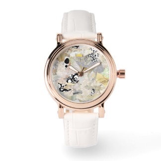 Neutrales elegantes abstraktes Collagendesign Armbanduhr