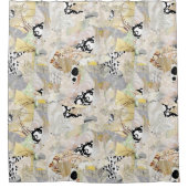 Neutrales elegantes abstraktes Collagendesign Duschvorhang (Vorderseite)