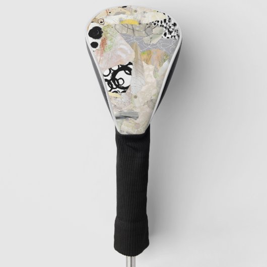 Neutrales elegantes abstraktes Collagendesign Golf Headcover (Vorderseite)
