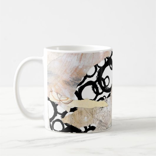 Neutrales elegantes abstraktes Collagendesign Kaffeetasse (Links)