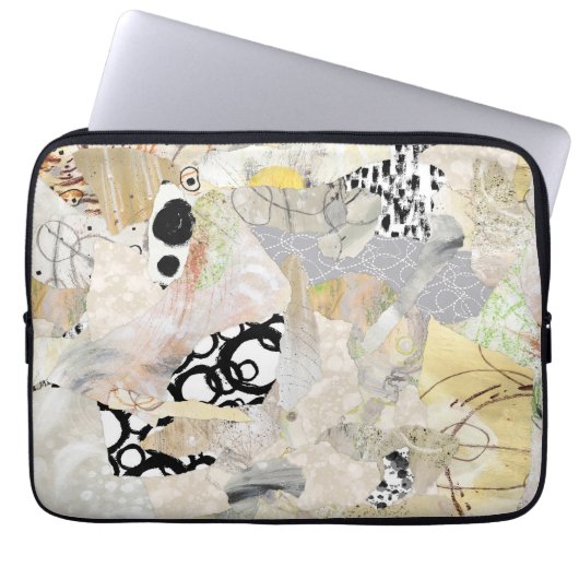Neutrales elegantes abstraktes Collagendesign Laptopschutzhülle (Vorderseite)