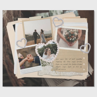 Neutrales elegantes Hochzeitsfoto-Scrapbook Geschenkpapier