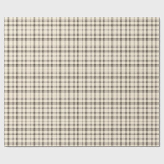 Neutrales Elfenbein und Black Gingham Kariert Geschenkpapier (Flach)