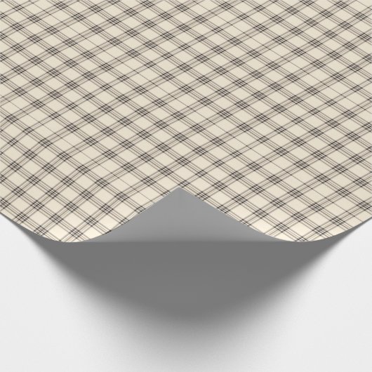 Neutrales Elfenbein und Black Gingham Kariert Geschenkpapier (Ecke)