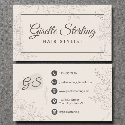 Neutrales Elfenbeinblütenschreiben für Haare Elega Visitenkarte