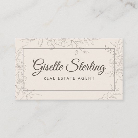 Neutrales Elfenbeinflora-Elegant für echtes Anwese Visitenkarte (Vorderseite)