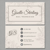 Neutrales Elfenbeinflora-Elegant für Nageltechnike Visitenkarte