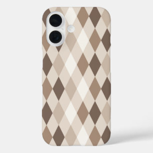Neutrales Erdbraun Harlekin-Diamant  iPhone 16 Hülle