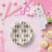 Neutrales Erdbraun Harlekin-Diamant  Pappteller (Party)