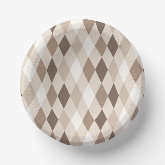 Neutrales Erdbraun Harlekin-Diamant  Pappteller (Vorderseite)