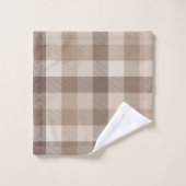 Neutrales Erdbraun Kariertes Gingham Karomuster Badhandtuch Set (Waschlappen)