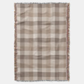Neutrales Erdbraun Kariertes Gingham Karomuster Decke (Vorderseite Vertikal)