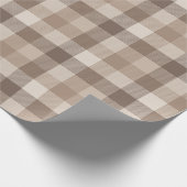 Neutrales Erdbraun Kariertes Gingham Karomuster Geschenkpapier (Ecke)