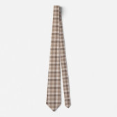 Neutrales Erdbraun Kariertes Gingham Karomuster  Krawatte (Vorderseite)