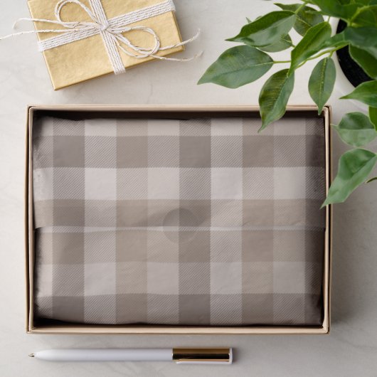 Neutrales Erdbraun Kariertes Gingham Karomuster Seidenpapier (Geschenk)