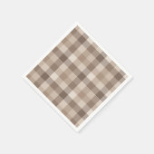Neutrales Erdbraun Kariertes Gingham Karomuster  Serviette (Ecke)