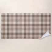 Neutrales Erdbraun Kariertes Gingham Karomuster Strandtuch (Vorderseite)