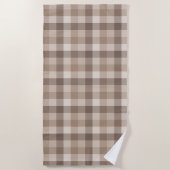 Neutrales Erdbraun Kariertes Gingham Karomuster Strandtuch (Vorderseite)